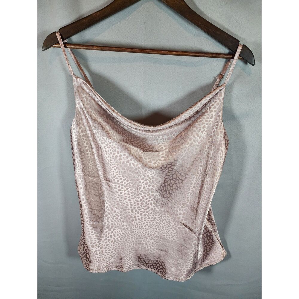 glam Metallic Taupe Animal-Print Cowl Neck Camisole